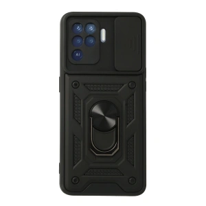 Oppo Reno 5 Lite Kılıf Pars Lens Yüzüklü Silikon - Siyah