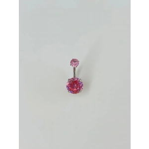Pembe Taşlı Göbek Piercing