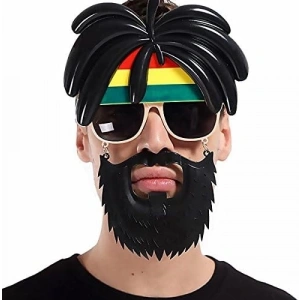 Rasta Peruklu Rasta Sakallı Bob Marley Bıyıklı Parti Gözlüğü 27x18 Cm