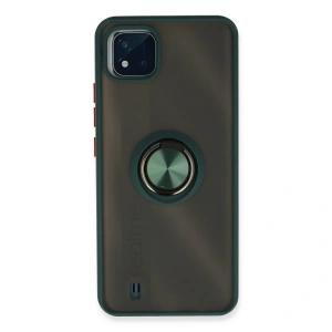 Realme C11 2021 Kılıf Montreal Yüzüklü Silikon Kapak - Yeşil