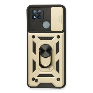 Realme C11 2021 Kılıf Pars Lens Yüzüklü Silikon - Gold