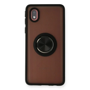 Samsung Galaxy A01 Core Kılıf Montreal Yüzüklü Silikon Kapak - Siyah