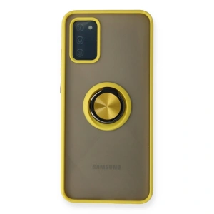 Samsung Galaxy A02s Kılıf Montreal Yüzüklü Silikon Kapak - Sarı