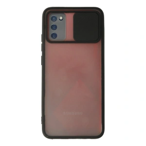 Samsung Galaxy A03s Kılıf Palm Buzlu Kamera Sürgülü Silikon - Siyah
