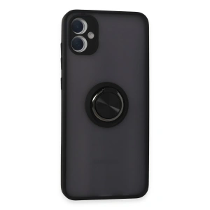 Samsung Galaxy A05 Kılıf Montreal Yüzüklü Silikon Kapak - Siyah