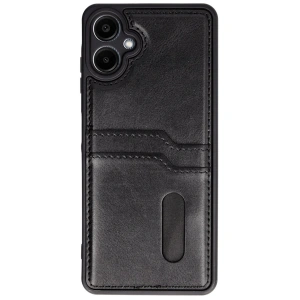 Samsung Galaxy A06 Kılıf Sara Kartvizitli Deri Kılıf - Siyah