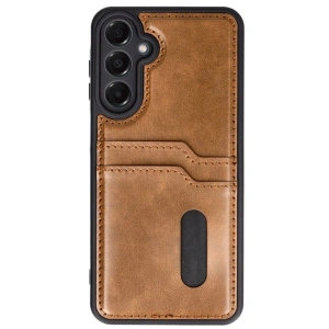 Samsung Galaxy A16 5g Kılıf Sara Kartvizitli Deri Kılıf - Taba