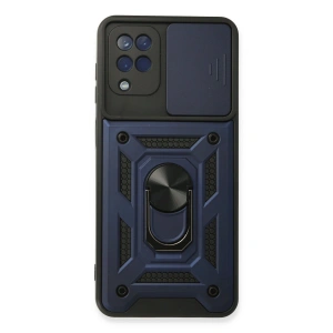 Samsung Galaxy A22 Kılıf Pars Lens Yüzüklü Silikon - Lacivert