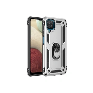 Samsung Galaxy A22 Kılıf Sofya Yüzüklü Silikon Kapak - Gümüş