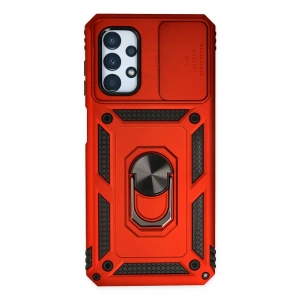 Samsung Galaxy A23 4g Kılıf Pars Lens Yüzüklü Silikon - Kırmızı