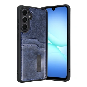 Samsung Galaxy A37 5g Sara Kartvizitli Deri Kılıf - Lacivert