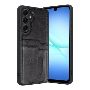 Samsung Galaxy A57 5g Sara Kartvizitli Deri Kılıf - Siyah