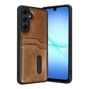 Samsung Galaxy A57 5g Sara Kartvizitli Deri Kılıf - Taba