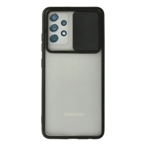 Samsung Galaxy A72 Kılıf Palm Buzlu Kamera Sürgülü Silikon - Siyah