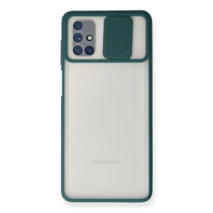 Samsung Galaxy M51 Kılıf Palm Buzlu Kamera Sürgülü Silikon - Yeşil
