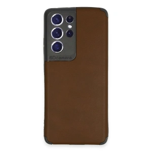 Samsung Galaxy S21 Ultra Kılıf Loop Deri Silikon - Kahverengi