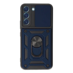 Samsung Galaxy S22 Kılıf Pars Lens Yüzüklü Silikon - Lacivert