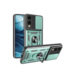 Samsung Galaxy S25 Edge Pars Lens Yüzüklü Silikon - Yeşil