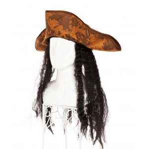 Siyah Saçlı Kaptan Korsan Şapkası