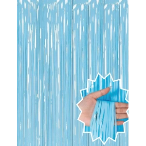 Soft Mavi Püsküllü Kapı Perdesi - Parti, Baby Shower, Sünnet Süsü, Cinsiyet Partisi 1x2 M