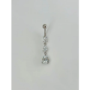 Su Damlası Detaylı Sallantılı Göbek Piercing