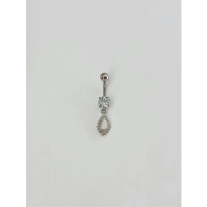Taşlı Su Damlası Detaylı Göbek Piercing