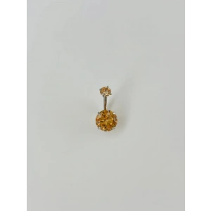 Turuncu Taşlı Göbek Piercing