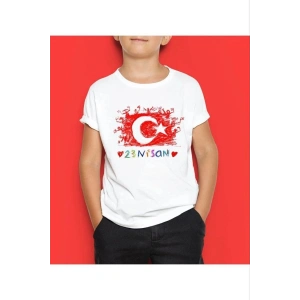 Unisex Çocuk Baskılı T-Shirt - Beyaz