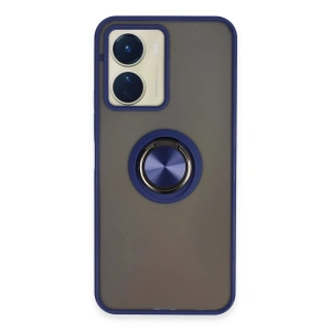 Vivo Y16 Kılıf Montreal Yüzüklü Silikon Kapak - Lacivert
