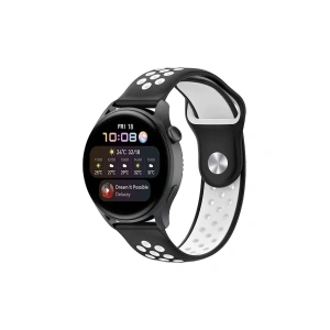 Watch 20mm Spor Delikli Kordon (saat Değildir) - Siyah-beyaz