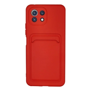 Xiaomi Mi 11 Lite Kılıf Kelvin Kartvizitli Silikon - Kırmızı
