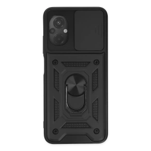Xiaomi Poco M5 Kılıf Pars Lens Yüzüklü Silikon - Siyah
