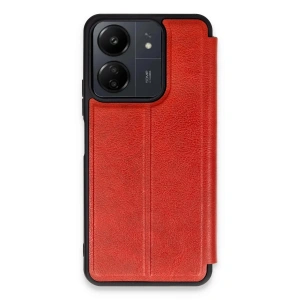 Xiaomi Redmi 13c Kılıf Flip Cover - Kırmızı