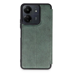 Xiaomi Redmi 13c Kılıf Flip Cover - Koyu Yeşil