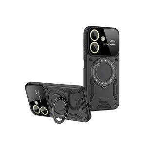 Xiaomi Redmi 13c Kılıf Joy Lens Standlı Kapak - Siyah