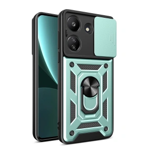 Xiaomi Redmi 13c Kılıf Pars Lens Yüzüklü Silikon - Yeşil