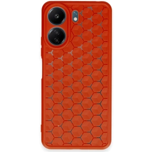 Xiaomi Redmi 13c Kılıf Petek Silikon Kapak - Kırmızı