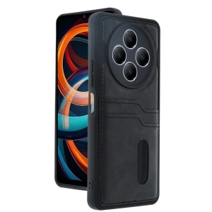 Xiaomi Redmi 14c Kılıf Sara Kartvizitli Deri Kılıf - Siyah