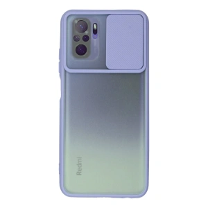 Xiaomi Redmi Note 10 Kılıf Palm Buzlu Kamera Sürgülü Silikon - Lila