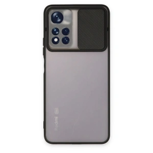 Xiaomi Redmi Note 11t Kılıf Palm Buzlu Kamera Sürgülü Silikon - Siyah