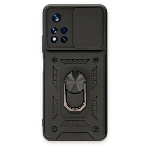 Xiaomi Redmi Note 11t Kılıf Pars Lens Yüzüklü Silikon - Siyah