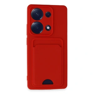 Xiaomi Redmi Note 13 Pro 4g Kılıf Kelvin Kartvizitli Silikon - Kırmızı