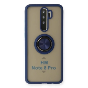 Xiaomi Redmi Note 8 Pro Kılıf Montreal Yüzüklü Silikon Kapak - Lacivert