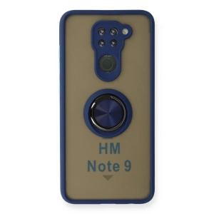 Xiaomi Redmi Note 9 Kılıf Montreal Yüzüklü Silikon Kapak - Lacivert