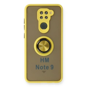 Xiaomi Redmi Note 9 Kılıf Montreal Yüzüklü Silikon Kapak - Sarı