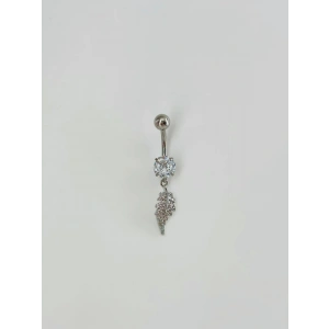 Yaprak Detaylı Sallantılı Göbek Piercing
