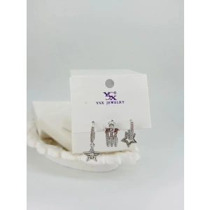 Yıldız Detalı Üçlü Kombin Küpe