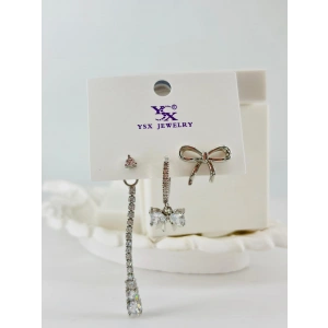 Zirkon Taşlı Üçlü Kombin Küpe