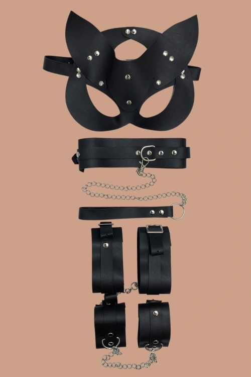 Arias Closet 4lü Maske ,Tasma,Kelepce Harness Set - Siyah - KLBN19639