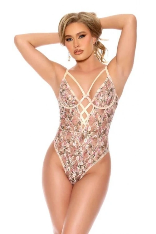 Çiçek Desenli Fantezi Body